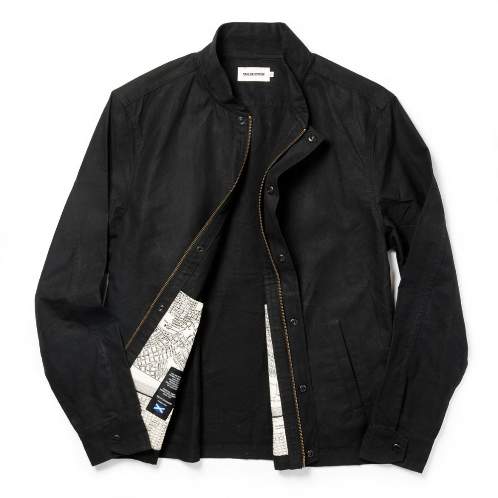 Taylor Stitch Bomber Jacket Black Dry Wax Men's Size Small (38) Huckberry